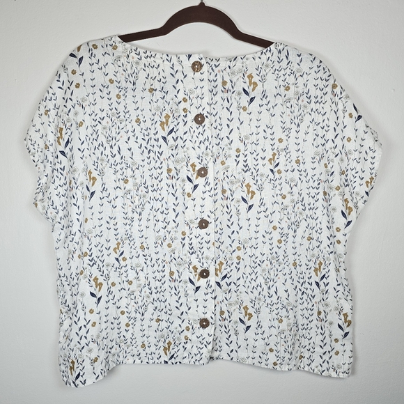 Cynthia Rowley Women's Linen Floral Top Short Sleeve Button Back Cottagecore Sm - Picture 9 of 15